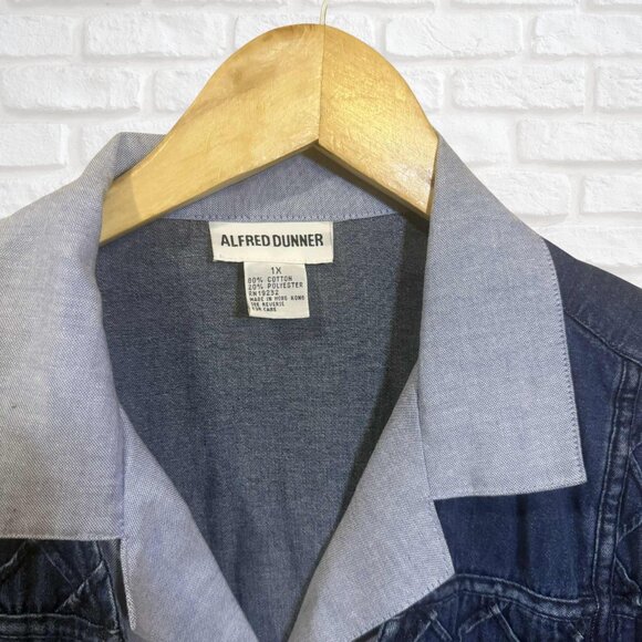 NWT Vintage Alfred Dunner Quilted Denim Vest Floral Embroidered Plus 1X Chambray - Picture 9 of 9